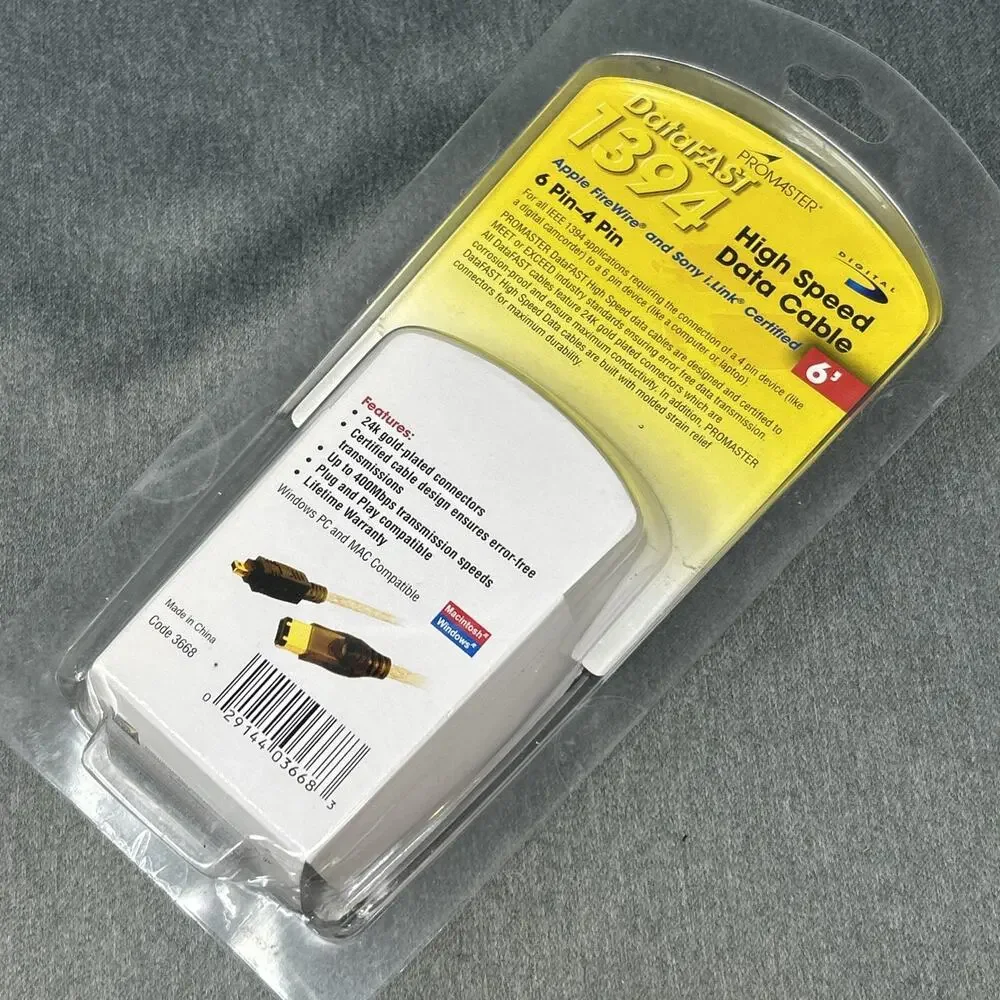 Promaster 6ft High Speed Data Cord Cable 6-Pin to 4-Pin DataFAST1394 NEW